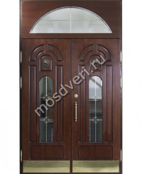 Двухстворчатая дверь со стеклянными вставками в створки и фрамугу - купить от производителя Мосдвери Двухстворчатая дверь со стеклянными вставками в створки и фрамугу