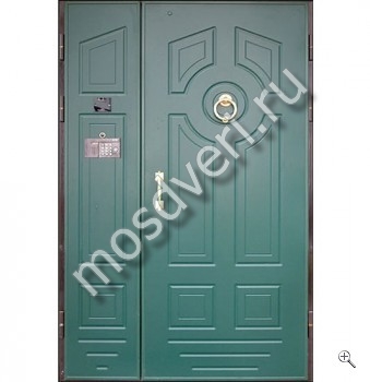 Подъездная дверь с отделкой МДФ цвета аквамарин - купить от производителя Мосдвери Подъездная дверь с отделкой МДФ цвета аквамарин